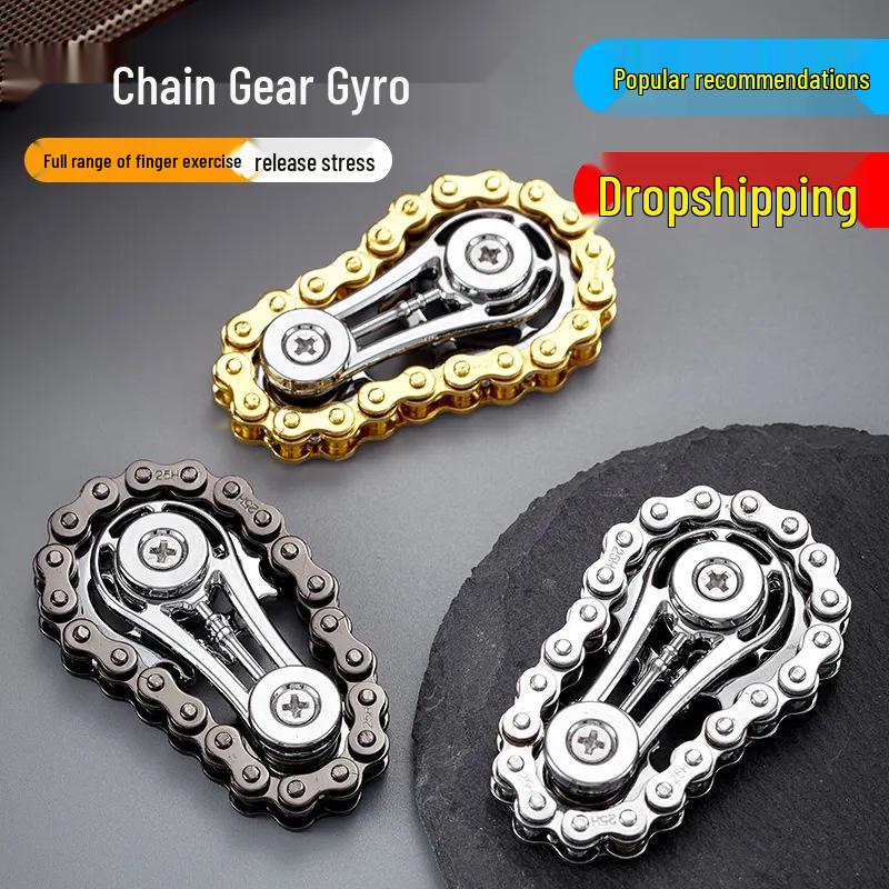 

Portable Gear Chain Fidget Spinner - Black Tech Decompression Gyro