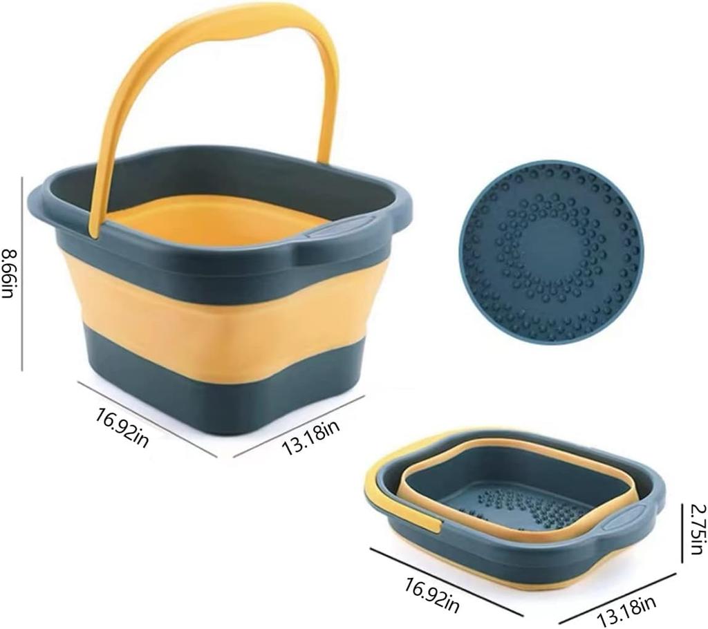 Clefairy Collapsible Foot Bath Basin for Soaking Feet,Pedicure Foot Spa, Foot Tub with Handles and Massage Acupoint,Multifunction Collapsible fee