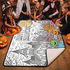 Artistic Sofa Accent Blanket Halloween DIY Coloring Blanket Color Your Own Throw with Optional Unique Craft Kits for Adults 24 Markers Washable Xmas
