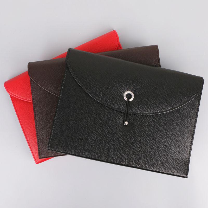 Fashion A4 Business Bag Men Lady Leather Pouch Paper File Folders Package Messenger Bags 13 Layers