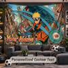 Wall Hanging Tapestry Custom NameNaruto Pattern Personalized Printed Fabric Wall Decor