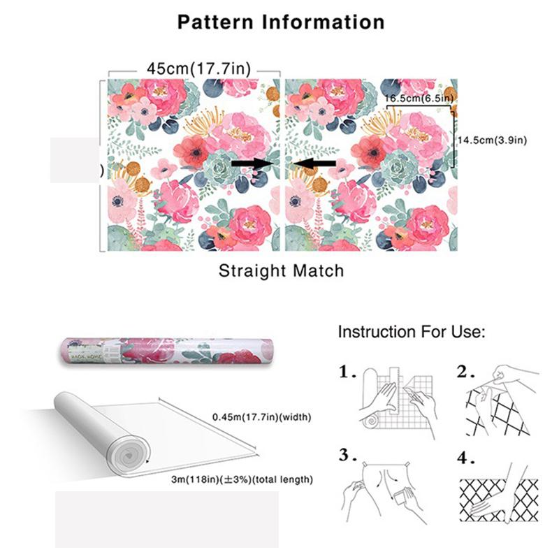 Floral Wallpaper Peel and Stick Watercolor Cactus White/Pink/Green/Navy Blue Vinyl Self Adhesive Prepasted Decorative stickers