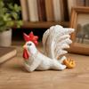 Shelf Decorations for Living Room White Rooster Statue with Enchanting Posture & Long Eyelashes, Creative Table Art Sculpture, Funny Resin Pastoral