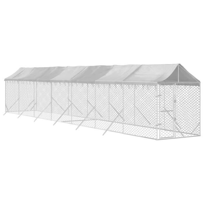 VidaXL Outdoor Dog Kennel with Silver Roof 2x14x2.5 M 3190485