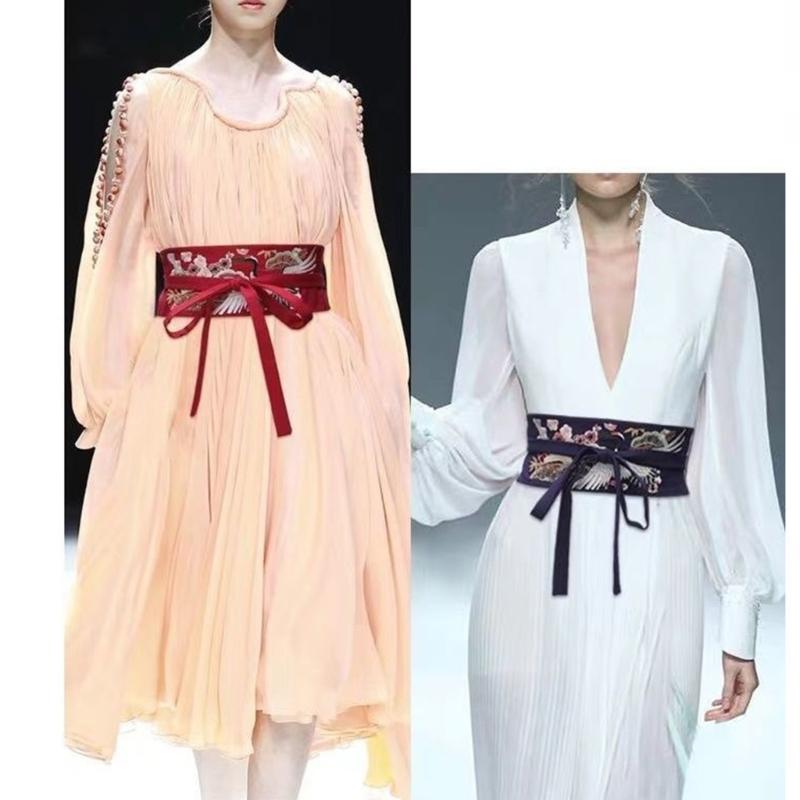 Exquisite Embroidery Hanfu Waistband for Women Wrap Dress Halter Dress Tie Belt