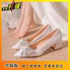 Daily two wear medium heel bridesmaid shoes 2025 spring and summer new fashionable versatile bride shoes wedding dress can wear single shoes women