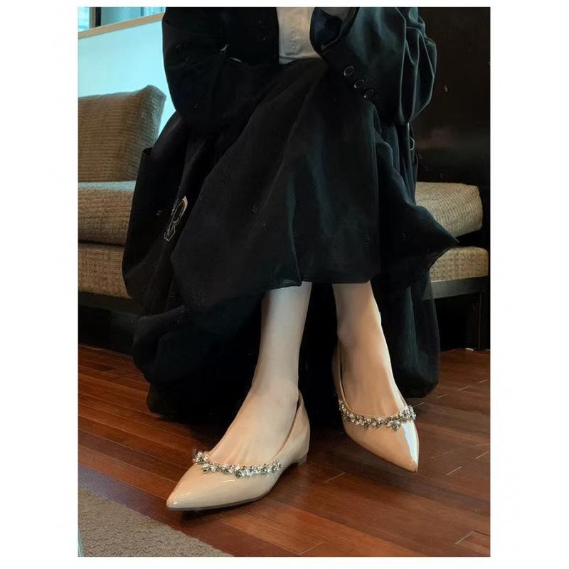 

Остроносые туфли-лодочки на плоской подошве со стразами, женские туфли Мэри Джейн для работы с неглубоким вырезом и скрытой платформой 40