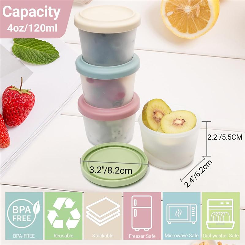 A25F-Small Silicone Snack Containers 4 Pack 4 Oz Reusable Food Storage Containers Bento Lunch Pots With Lids