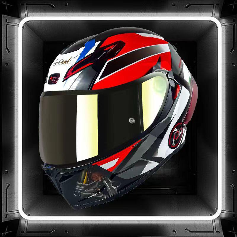 Unisex Carbon Fiber Full-Face Motorcycle Helmet with Bluetooth & Anti-Fog, 3C Certified for All Seasons