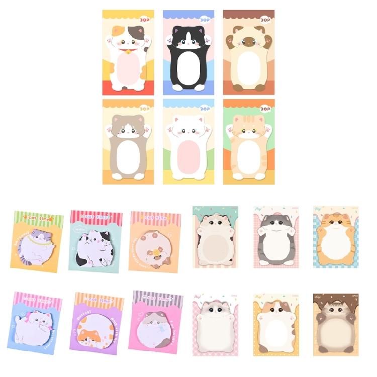 Cartoon Shape Design Stick Note Selves Stick Write Pad Reusable for School Office Journaling Multipurpose Paper Notepads