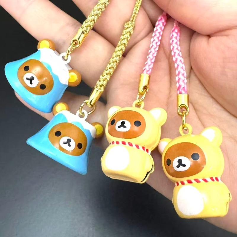New Mount Fuji Rilakkuma Kiiroitori Cartoon Easy Bear Bell Keychain Backpack Cute Pendant Phone Charm Keychain Bag Accessories