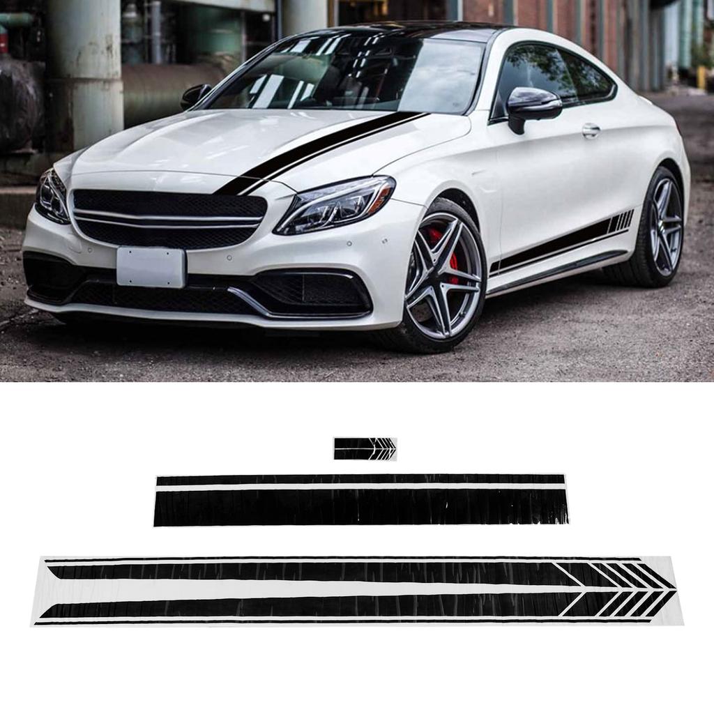 Car Hood Sticker Waterproof Door Side Skirt Racing Stripe Stickers Car Body Decal