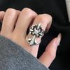 Nisch Unik Design Överdriven Europeisk och Amerikansk Stil Retro Zirkon Blomma Kors Ring
