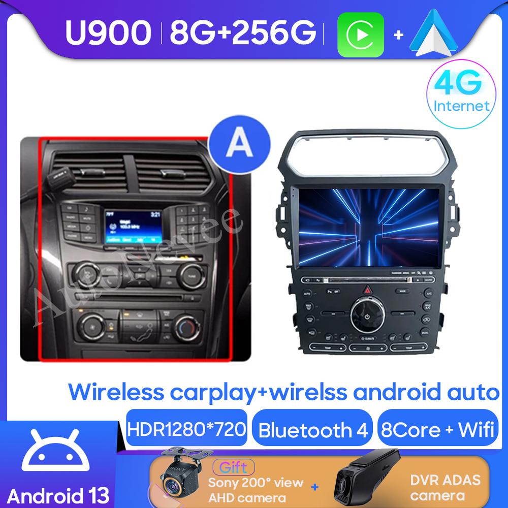 Android Multimedia For Ford Explorer 5 2011 - 2019 Car Stereo CPU Radio QLED Player Navigation Carplay Auto HDR 5G Dash Cam BT