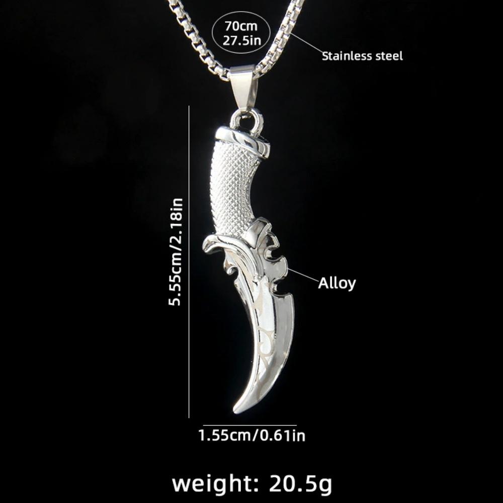 Nuova Collana con Ciondolo Coltello a Texture Geometrica da Uomo Stile Punk Hip-Hop Catena per Maglione Dominante Accessorio Vendita all'Ingrosso