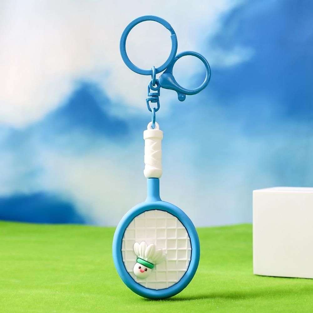 PVC Badminton Racket Keychain 3D Bag Pendant Funny Badminton Keyring  Couple s Gift синий