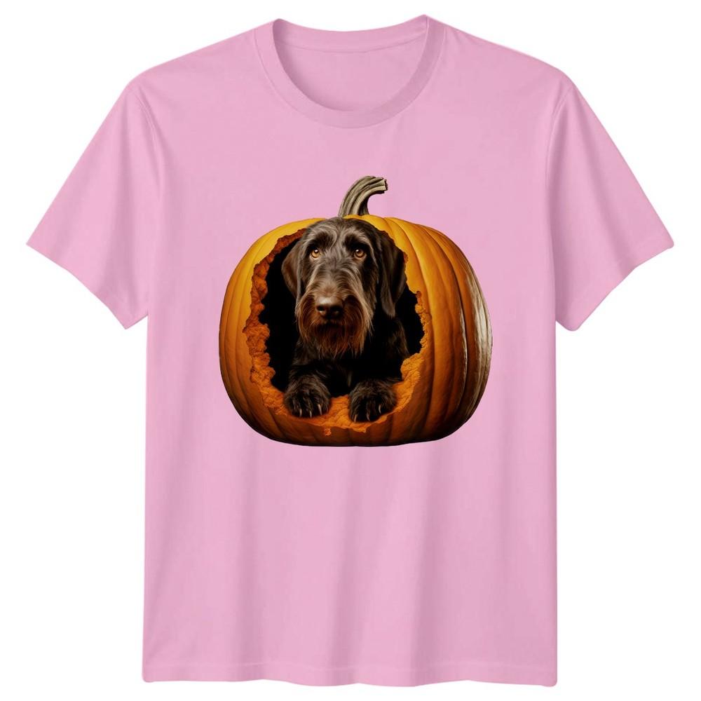 Dog In Pumpkin TShirt Wirehaired Pointing Griffon Halloween