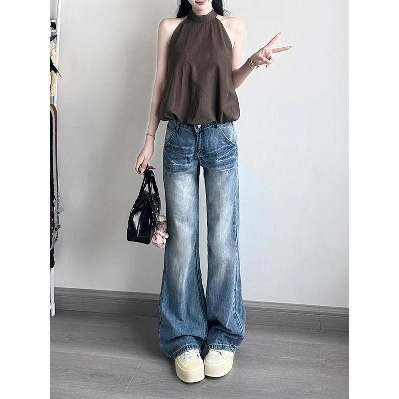 

Comfortable Micro Flare Trousers Washed Blue Jeans Women s Large Yards Old Design Sense Loose Wide Leg Trousers Jeans for Women Long Denim Pants 4XL