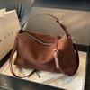 Vintage Solid Color Underarm Bag Large Capacity PU Leather Crossbody Bag Shoulder Bag Women