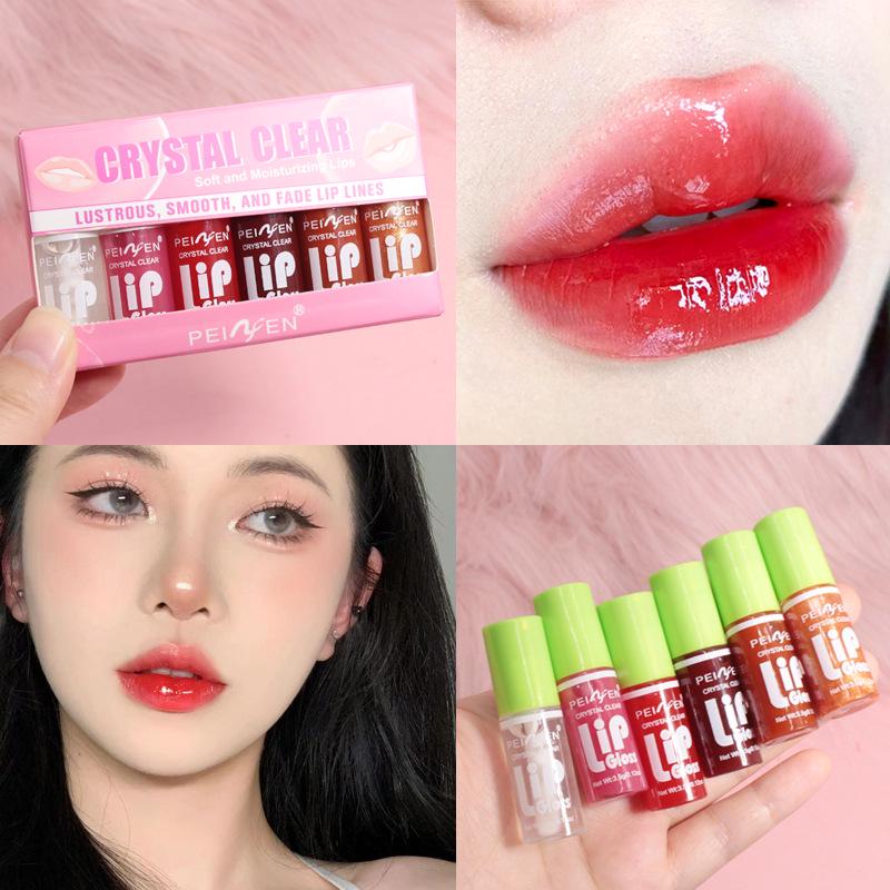 6-Piece Plump & Moisturize Lip Gloss Set - Mirror Finish for Long-lasting, Full Lips