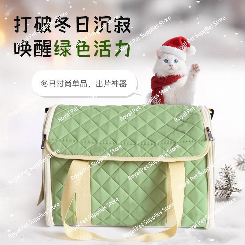 Christmas Cat Bag Out Portable Cat Out Dog Bag Car Winter Warmth Anti-stress House Pet Backpack