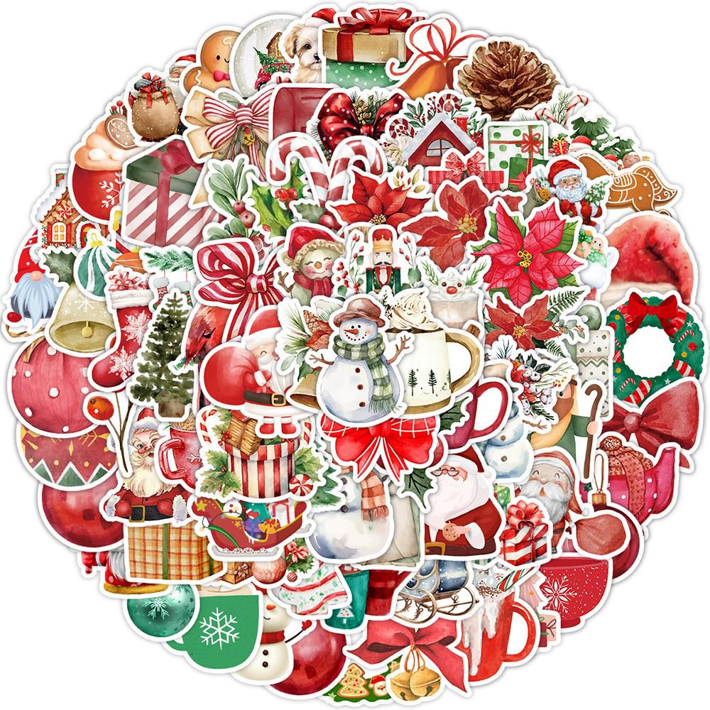 Christmas Graffiti Stickers - 50/100/200 Waterproof Decorative Stickers for Cups & Computers