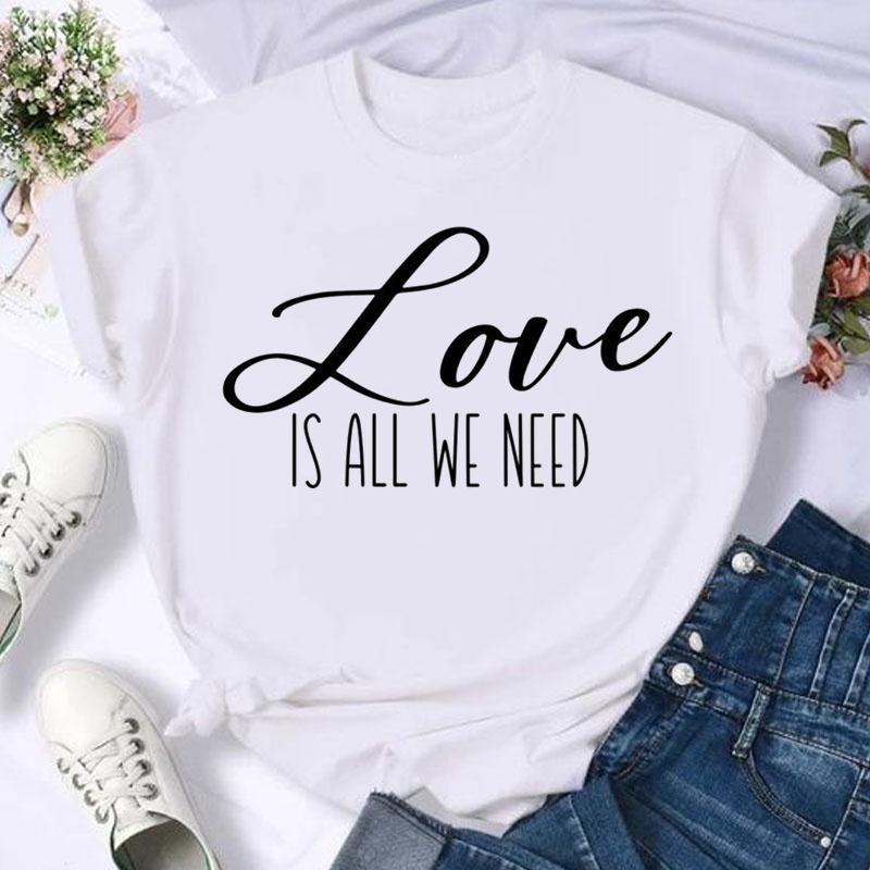 Watercolor Graphic T-shirt Music Love  Clothing Casual Summer Fashion Women Top T-shirt Short Sleeve Lady Female Print Tee