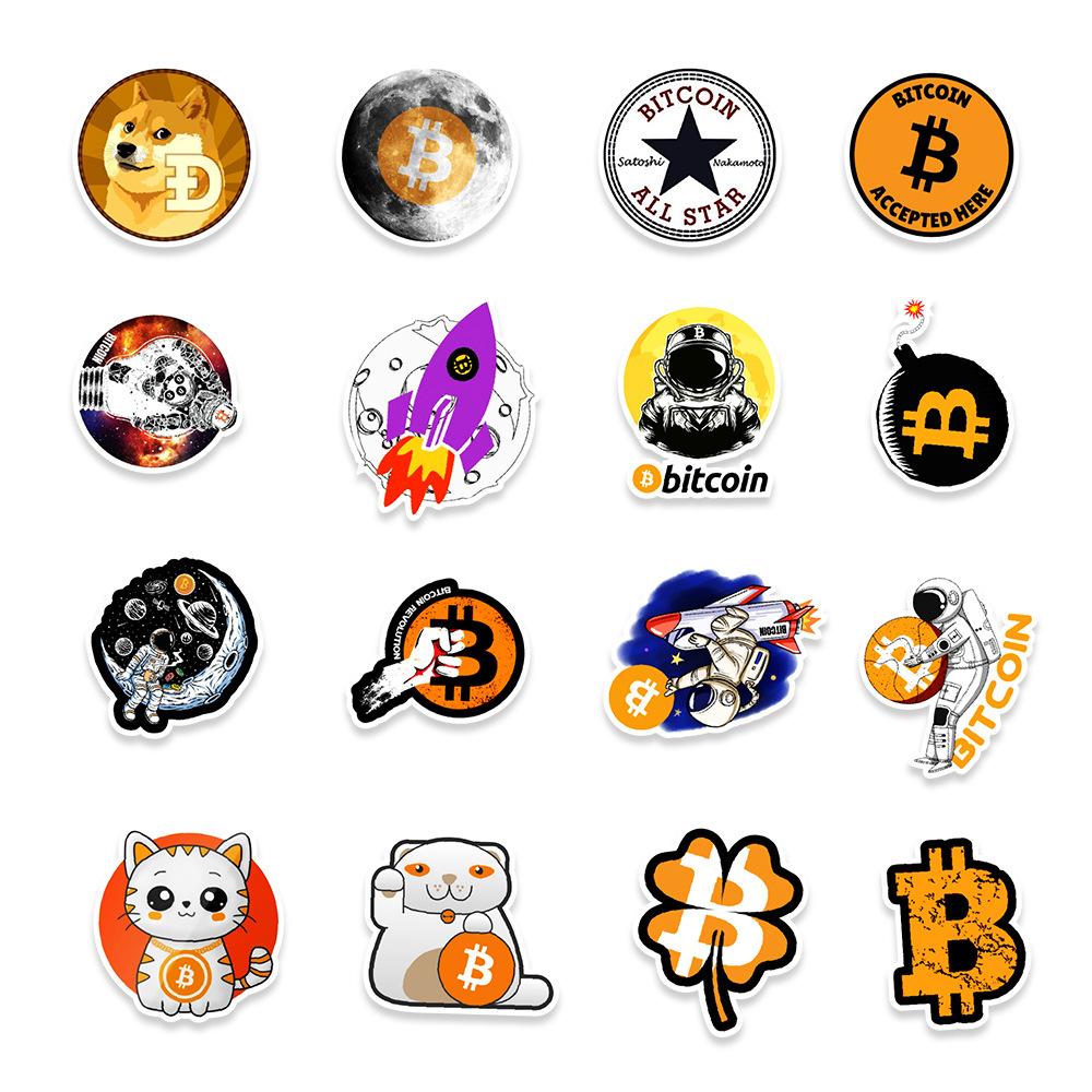 50 Crazy Bitcoin Graffiti Stickers Balance Car Refrigerator Wall Decoration Stickers