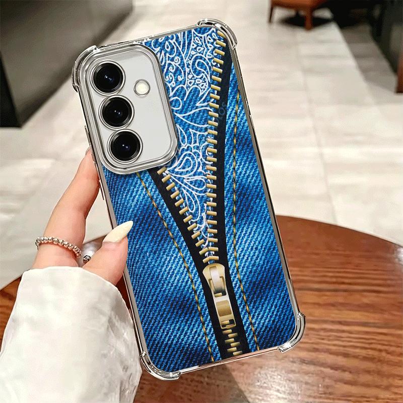 Retro Zipper Jeans Pattern Soft Phone Case For Samsung A17 A27 A07 A37 A57 A16 A56 A15 A55 A14 A54 A13 A53 A26 A36 A25 A35 A24 A