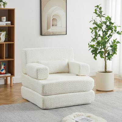 2-in-1 Sleeper Sofa, Modular Chenille Sofa, Foldable Guest Bed with Iron Frame, Adjustable Single Sofa for Living Room, Bedroom, Office