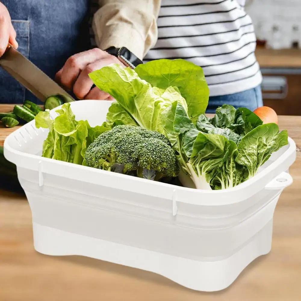 Silicone Vegetable Washing Basin Foldable Laundry Tub Durable Dishpan  Fruit