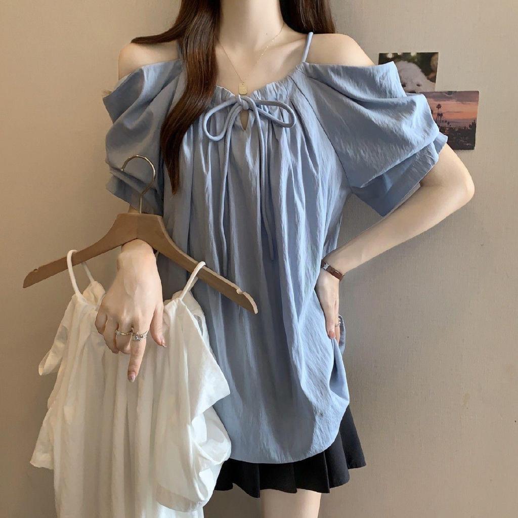Plus Size One-Shoulder Short Sleeve Camisole Top - Slimming & Versatile Fashion for Women, Summer Arrival