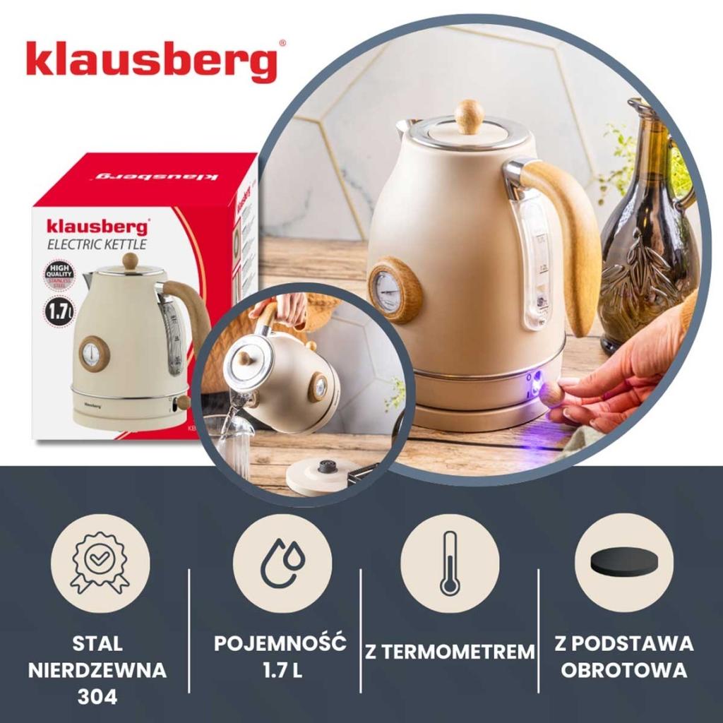 Electric Kettle 1.7L With Thermometer Klausberg Kb-9006 Retro