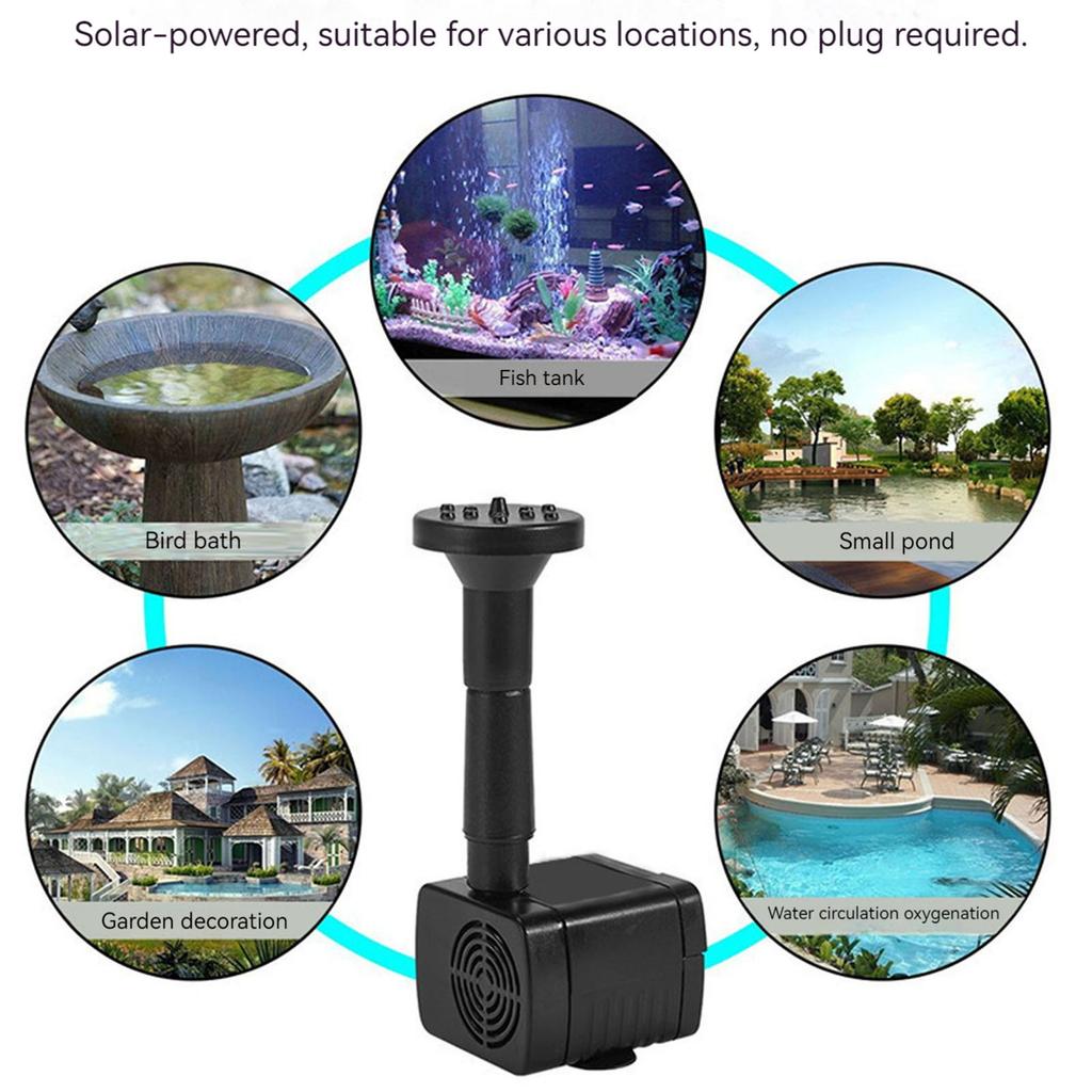 Solar Powered Water Fountain Pump with Multiple Nozzles Solar Fountain Pump Kit for Bird Bath Garden Fish Tank Pond Patio