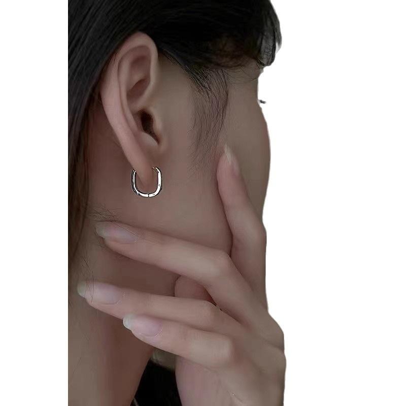 925 Sterling Silver Hoop Earrings - Women's High-End Luxury 2023 Niche Design Studs