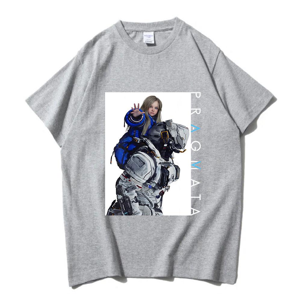 Spiel PRAGMATA Key Art T-Shirt Baumwolle Kurzarm Sommer Streetwear Rundhals Mode Grafikdruck T-Shirt Männliches T-Shirt