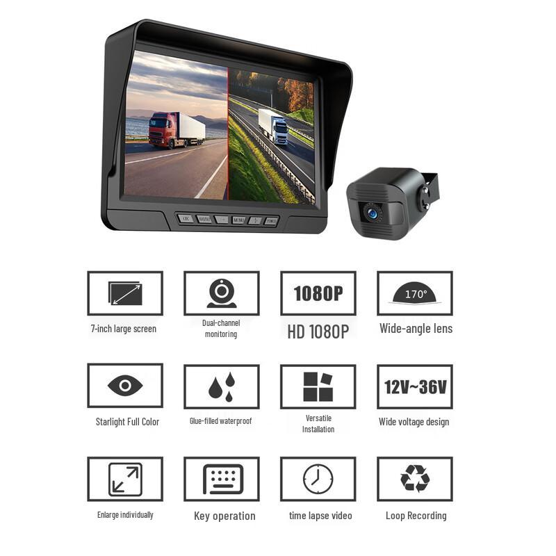 HD noční vidění palubní kamera do nákladního vozu a couvací kamera s kartou 128 GB zástrčka CN (adaptér součástí dodávky)