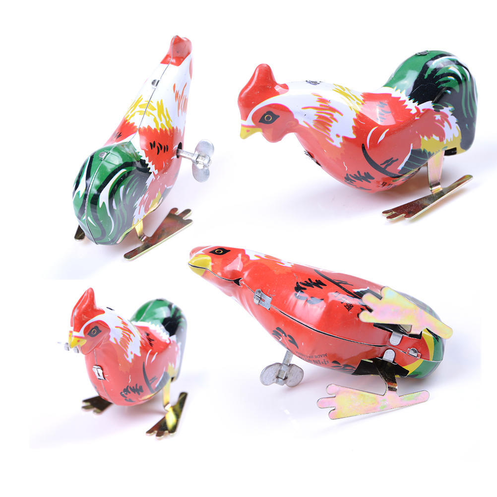 Vintage Wind Up Metal Cock Rooster Animal Clockwork Tin Toy Collectible Gift