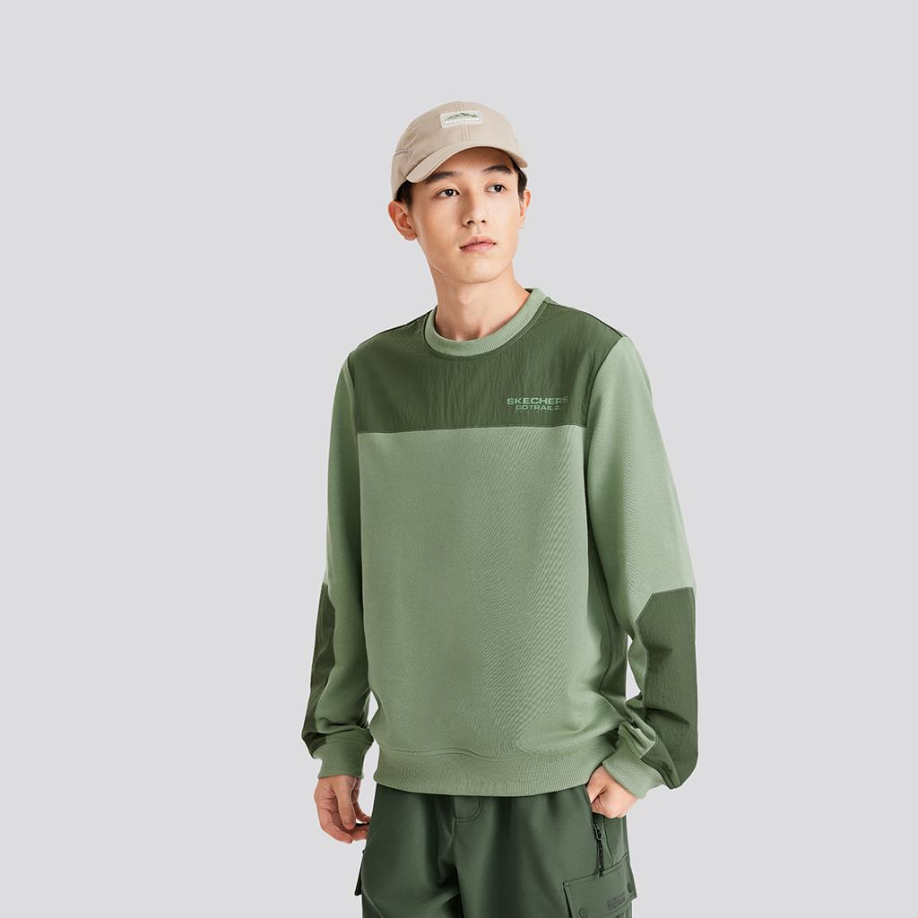 Skechers American Vintage Color Block Crew Neck Long Sleeve College Sweatshirt Unisex sweatshirt Green L424U162-03LX