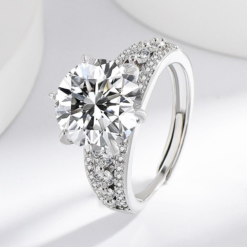 925 Sterling Silver 5 Carat D Color Simulated Moissanite Ring for Women Engagement Proposal Couple Wedding Band Matching Jewelry Gift