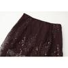 European & American Style 2026 High-Waisted Midi Skirt with Embroidered Sequins and Glitter