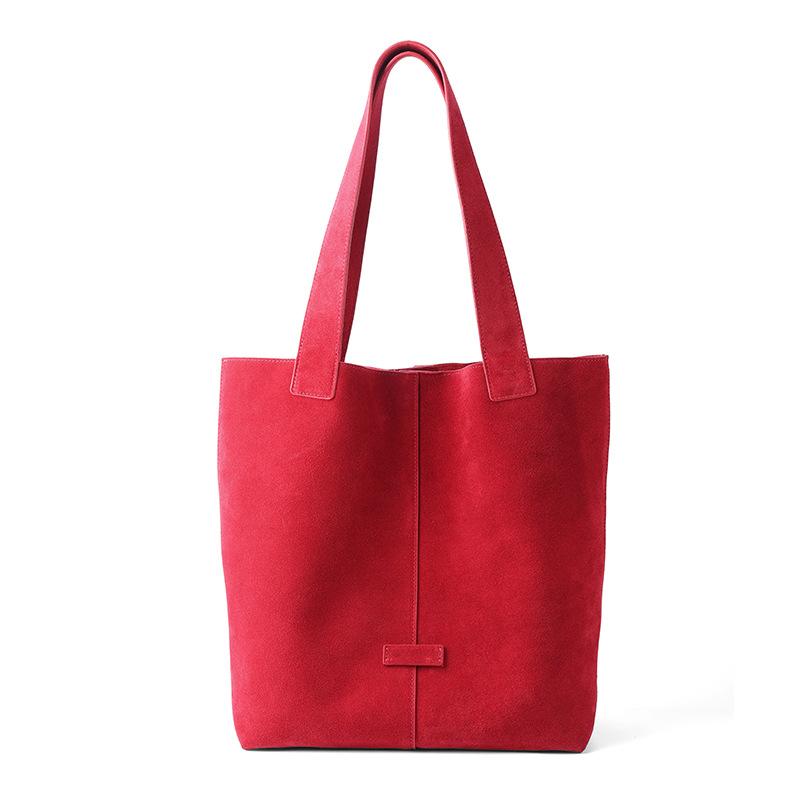 

Винтажная сумка на одно плечо из коровьей кожи для женщин, большая сумка-тоут, женская из натуральной кожи красный