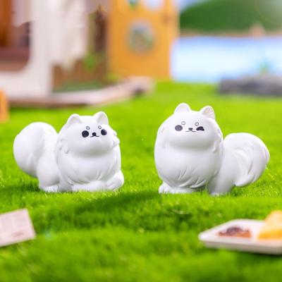 Cute Samoyed Puppy Doll Creative Resin Animals Statue DIY Miniature Figurines Mini Animals Figurine Home Decoration