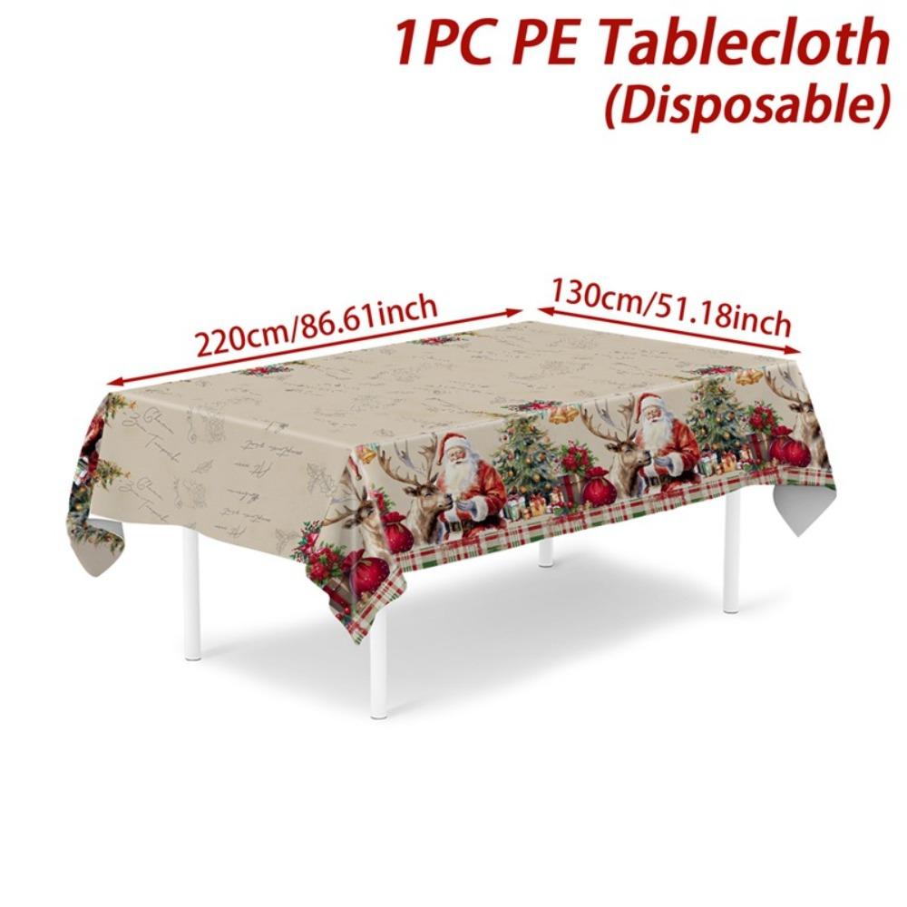 

New Vintage Christmas Tablecloth Snowman Design Snowflake Pattern Table Cover PE Disposable Party Tablecloths Xmas Party