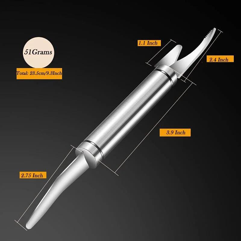 3 SZTUKI 5 w 1 Nóż do czyszczenia krewetek i błony rybnej - Planer do łusek ryb ze stali nierdzewnej, Dwurzędowy nóż do czyszczenia krewetek, Narzędzie do usuwania żyłek krewetek