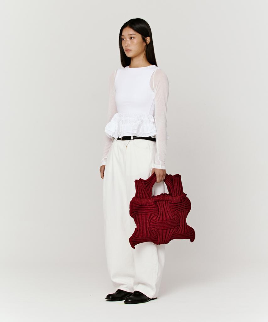 Pleatsmama Big Bow Bag Glitter Burgundy