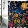 Sun Moon Star Flower Shower Curtain, Bathroom Decorative Shower Curtain, Waterproof Shower Curtain with Hooks