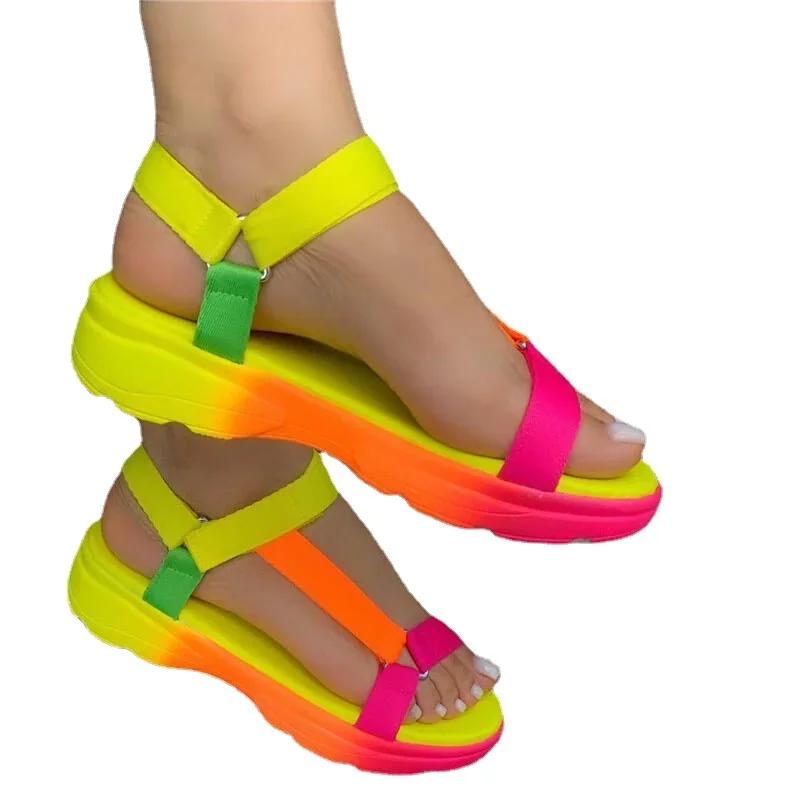 Beach Shoes Woman 2025 Summer Sandals Woman Non-Slip Casual Multi Color Shoes Fashion Solid Open Toe Sandals Daily Comfortable