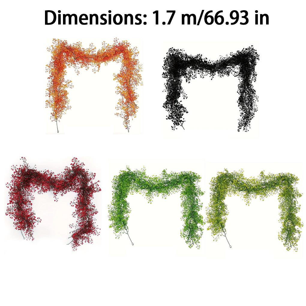 Halloween Artificial Branch Garland 2PCS 1.7Meters Realistic Black Fake Flower Vines Decor for Home Wall Party & Table Decor