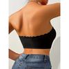 Women White Front-Closure Strapless Bra with Non-Slip Grip and Scalloped Trim